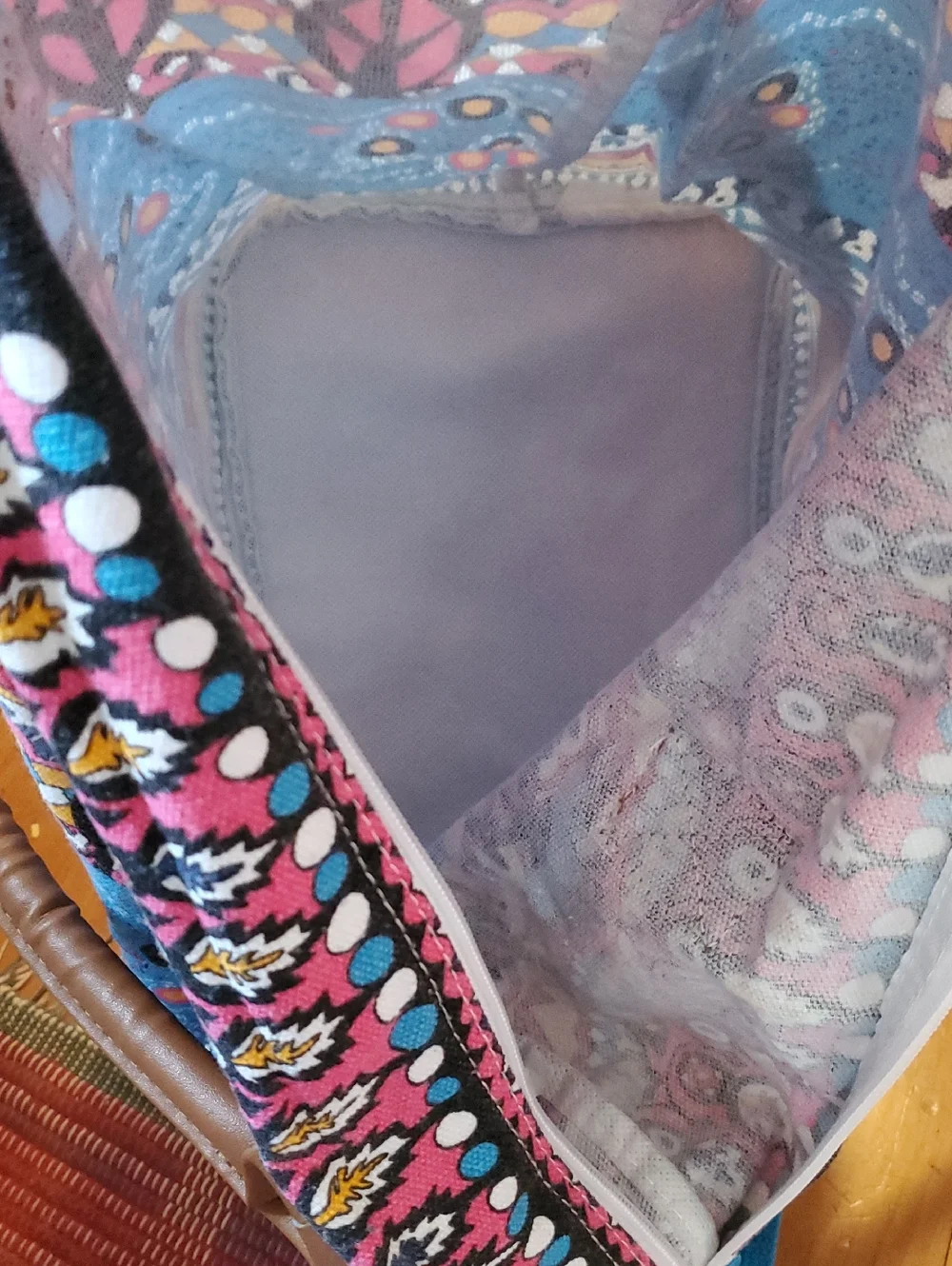 Blue Patterned Boho Shoulder Bag - Unbranded